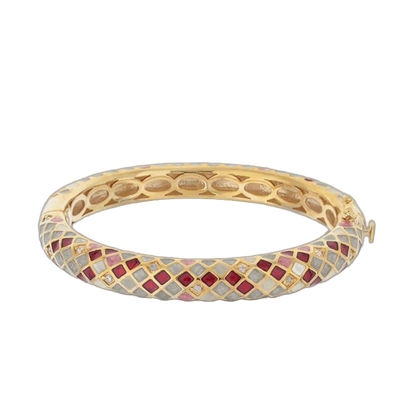 Checker Chic Bangle Slim Diamond Check bracelet hinged safety lock by Lauren G Adams on Tampa Home & Garden Store