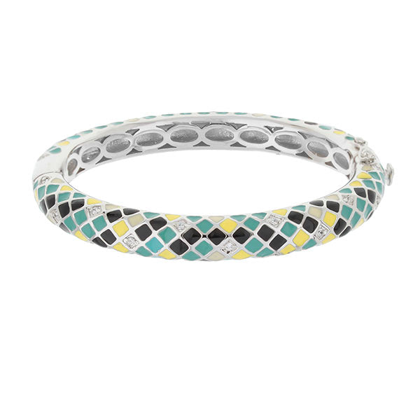 Checker Chic Bangle — Slim Diamond Check enamel squares, hinged bracelet by Lauren G Adams on Tampa Home & Garden Store