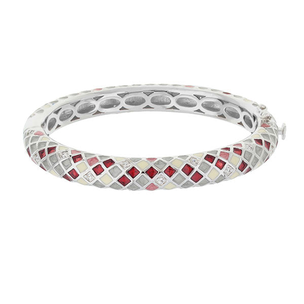 Checker Chic Bangle Slim Diamond Check bracelet with red and white mosaic squares Lauren G Adams on Tampa Home & Garden Store