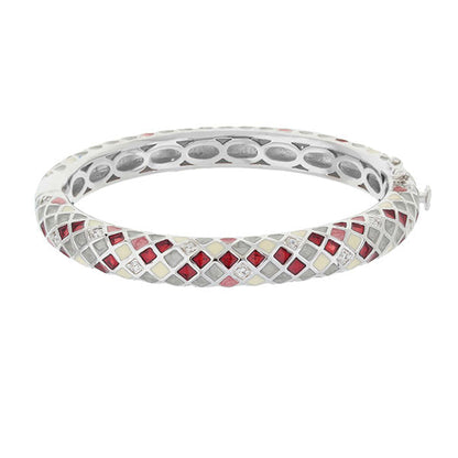 Checker Chic Bangle Slim Diamond Check bracelet with red and white mosaic squares Lauren G Adams on Tampa Home & Garden Store
