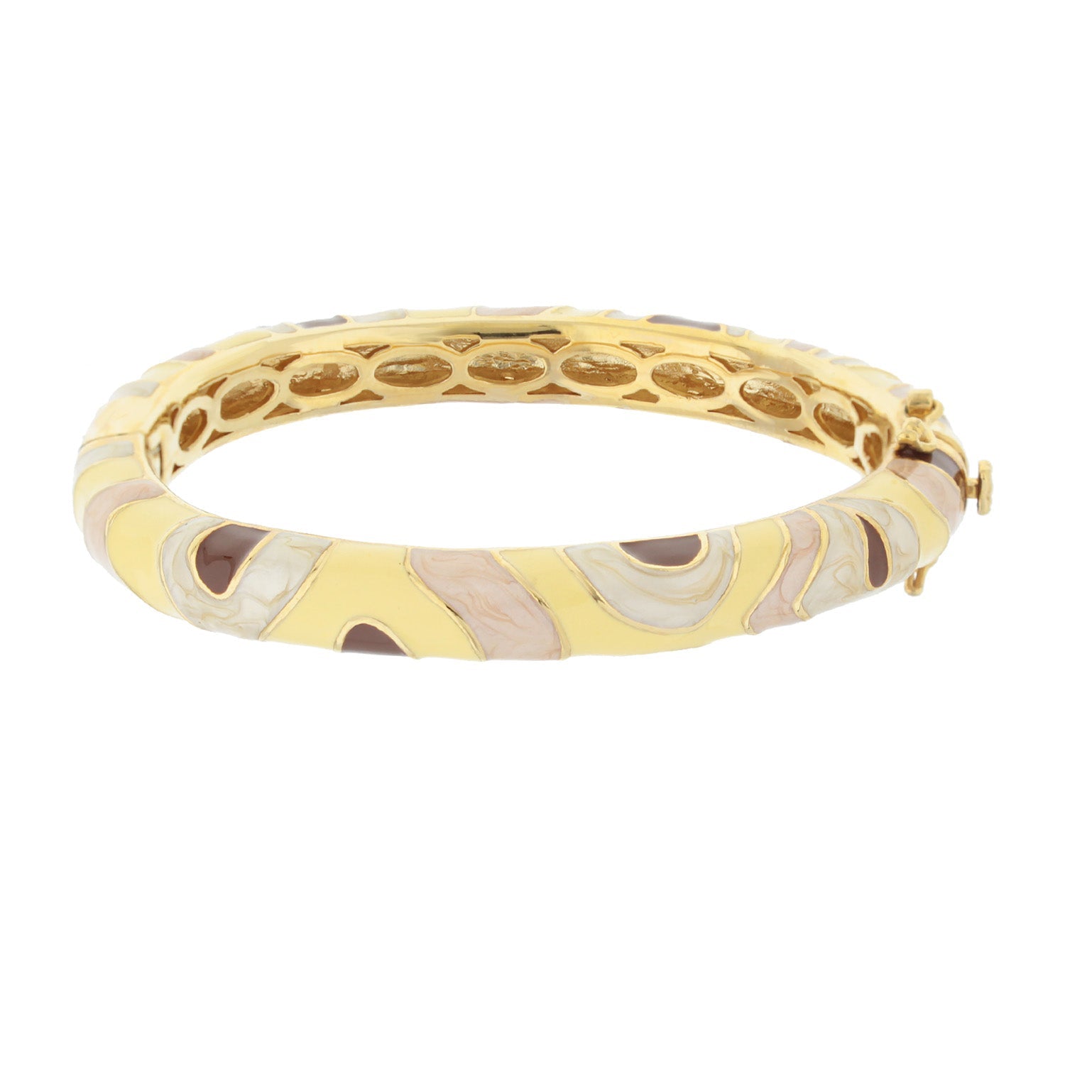 Art Deco hinged stackable bracelet by Lauren G Adams with colorful enamel geometric pattern on Tampa Home & Garden Store