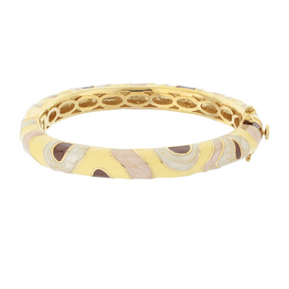 Art Deco hinged stackable bracelet by Lauren G Adams with colorful enamel geometric pattern on Tampa Home & Garden Store