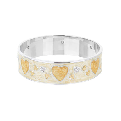 Lots of Love Slip-On Bangle bracelet with yellow heart enamel and crystal accents on silver band on Tampa Home & Garden Store