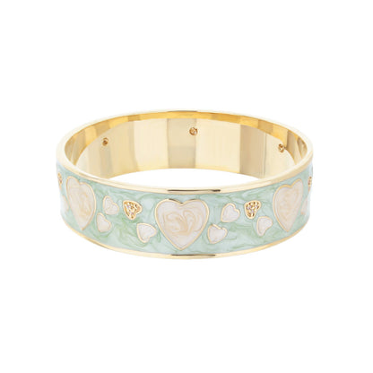 Lots of Love Slip-On Bangle by Lauren G Adams, turquoise enamel heart bracelet with crystals on Tampa Home & Garden Store