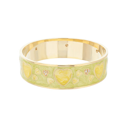 Lots of Love Slip-On Bangle lime enamel with gold heart motifs and crystal accents by Lauren G Adams on Tampa Home & Garden Store