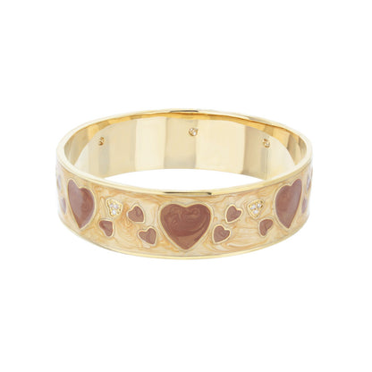 Lots of Love Slip-On Bangle by Lauren G Adams, gold bracelet with pink hearts and crystals on Tampa Home & Garden Store
