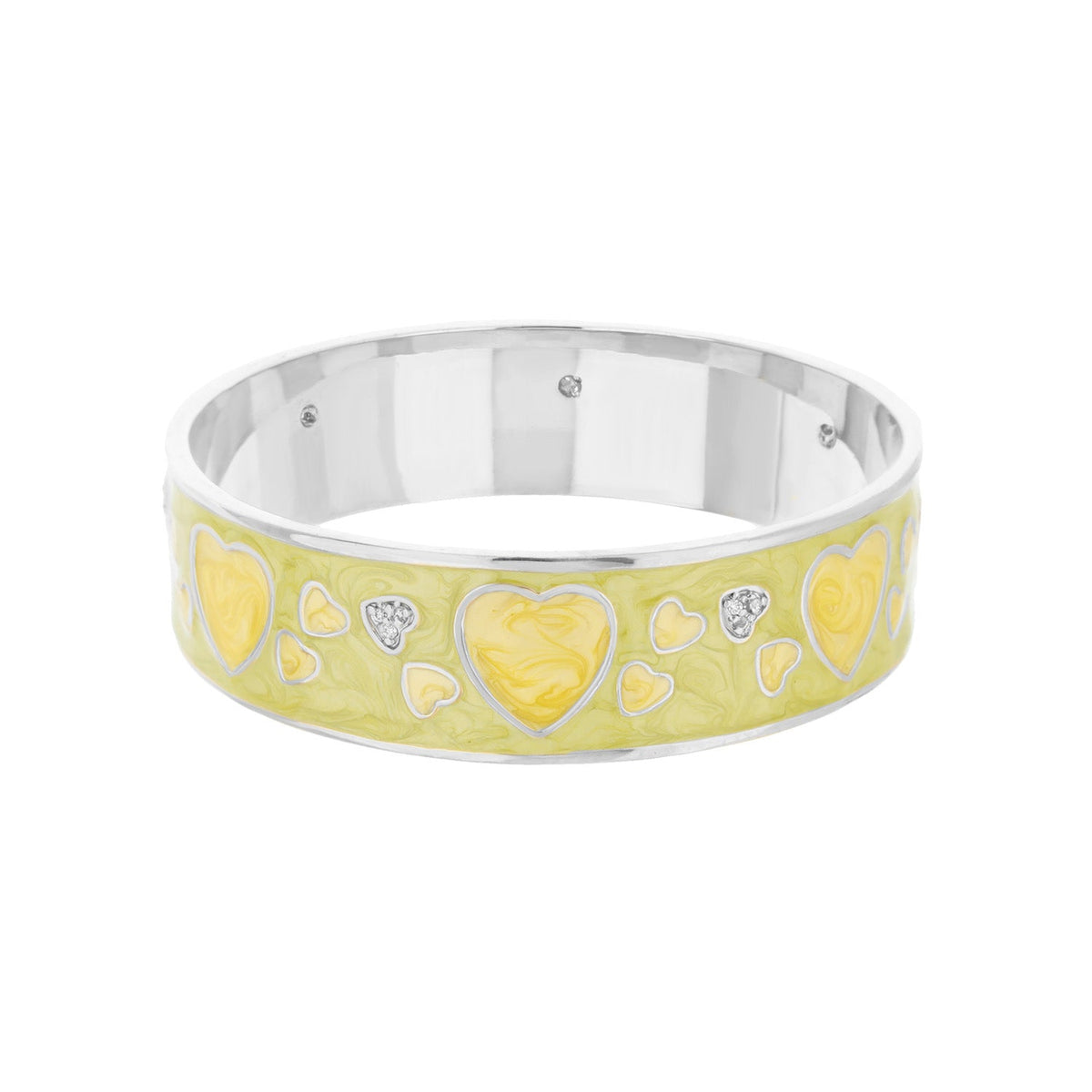 Lots of Love Slip-On Bangle bracelet in yellow enamel with hearts, silver trim by Lauren G Adams on Tampa Home & Garden Store
