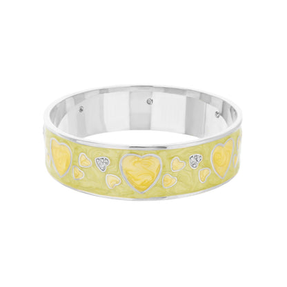 Lots of Love Slip-On Bangle bracelet in yellow enamel with hearts, silver trim by Lauren G Adams on Tampa Home & Garden Store