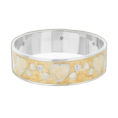 Lots of Love slip-on bracelet by Lauren G Adams, gold bangle with hearts and silver interior on Tampa Home & Garden Store
