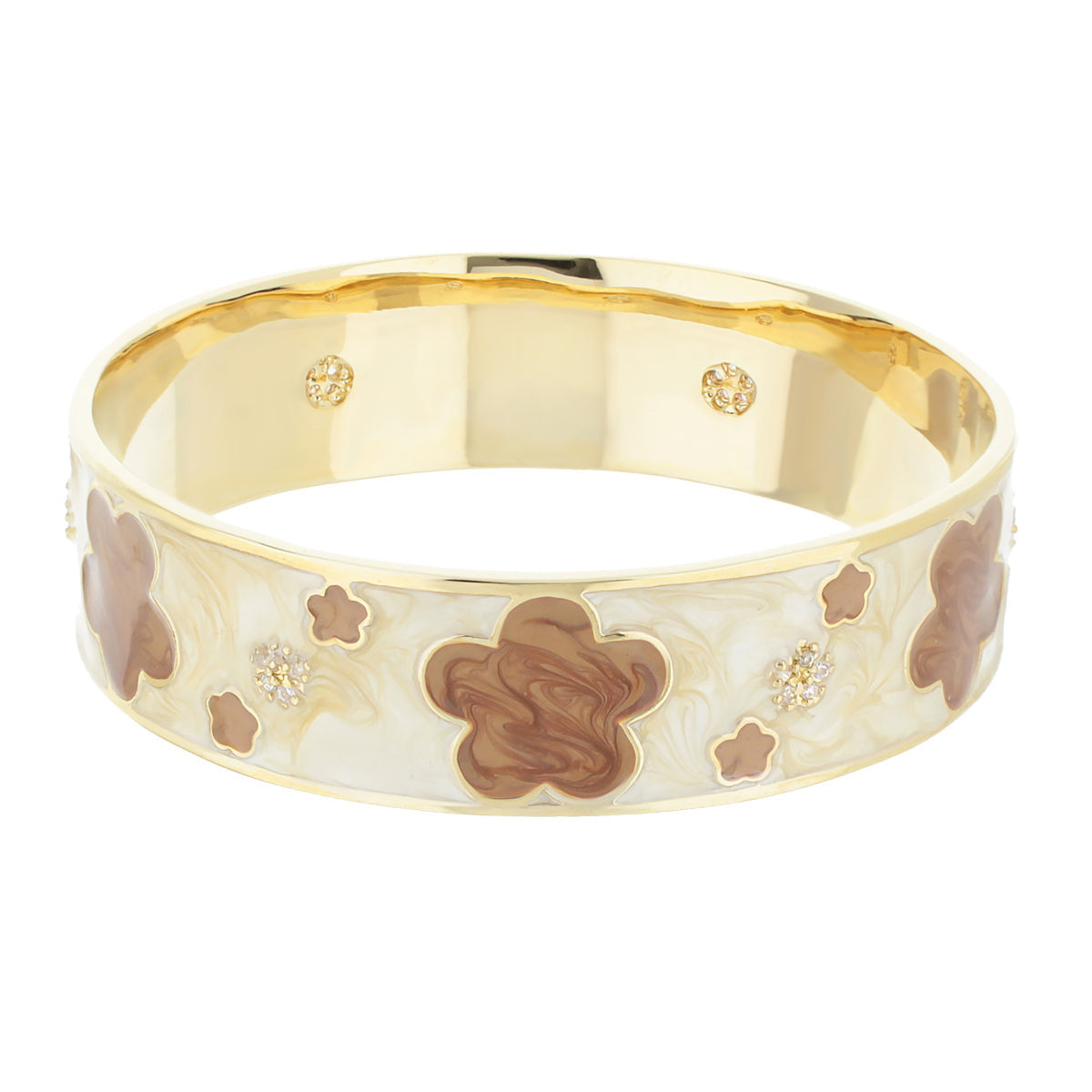 Slip On Stackable Bangle, gold-tone with floral inlay and crystal accents by Lauren G Adams on Tampa Home & Garden Store