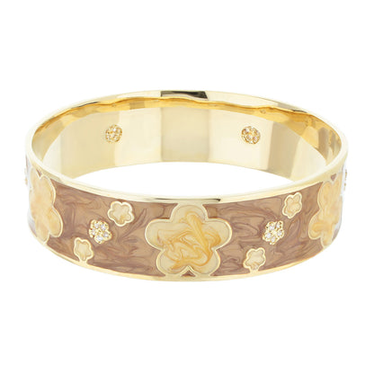 Slip On Stackable Bangle by Lauren G Adams, gold-tone bracelet with floral enamel accents on Tampa Home & Garden Store