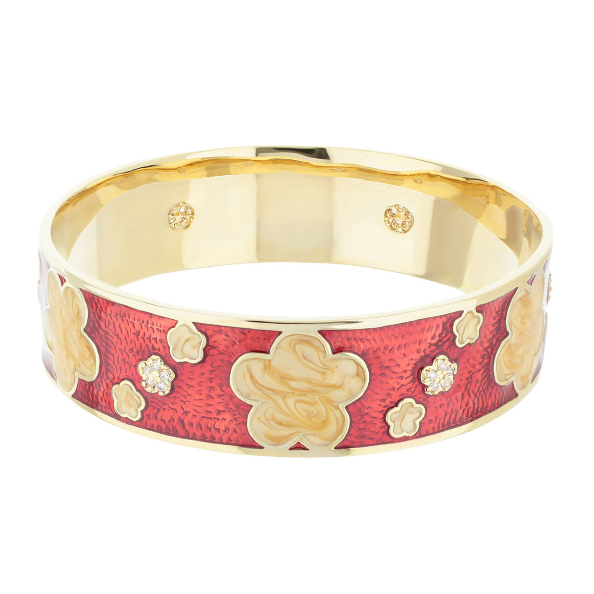 Slip On Stackable Bangle in gold with red enamel floral design and crystals Lauren G Adams on Tampa Home & Garden Store