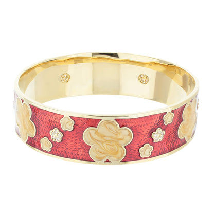 Slip On Stackable Bangle in gold with red enamel floral design and crystals Lauren G Adams on Tampa Home & Garden Store