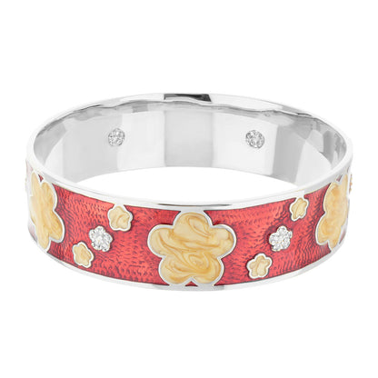 Slip On Stackable Bangle in silver-tone with red enamel and gold floral accents, Lauren G Adams on Tampa Home & Garden Store