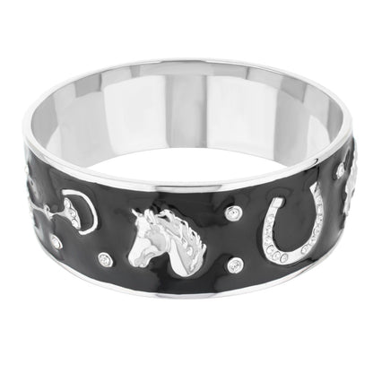 Equestrian Bangle Russet Horse Head bracelet by Lauren G Adams, black enamel with rhinestones on Tampa Home & Garden Store
