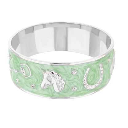 Equestrian Bangle Russet Horse Head in green enamel with crystal accents by Lauren G Adams on Tampa Home & Garden Store