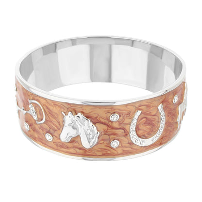 Equestrian Bangle Russet Horse Head with marbled enamel and crystal accents on Tampa Home & Garden Store