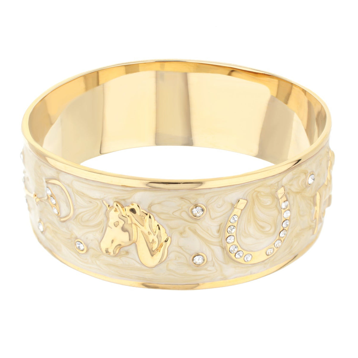 Equestrian Bangle Russet Horse Head gold-tone slip-on bracelet with crystal accents on Tampa Home & Garden Store