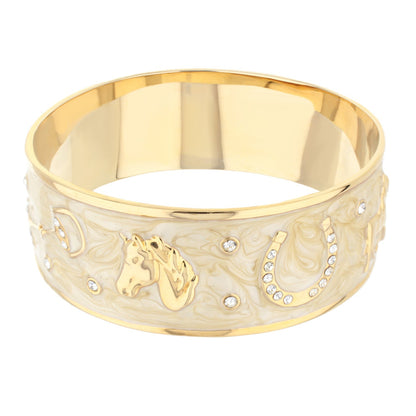 Equestrian Bangle Russet Horse Head gold-tone slip-on bracelet with crystal accents on Tampa Home & Garden Store
