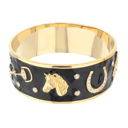 Equestrian Bangle Russet Horse Head black enamel with gold-tone accents by Lauren G Adams on Tampa Home & Garden Store