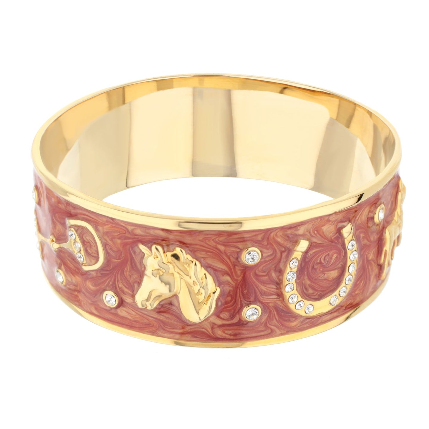 Equestrian Bangle Russet Horse Head gold-tone slip-on bracelet with crystal accents on Tampa Home & Garden Store