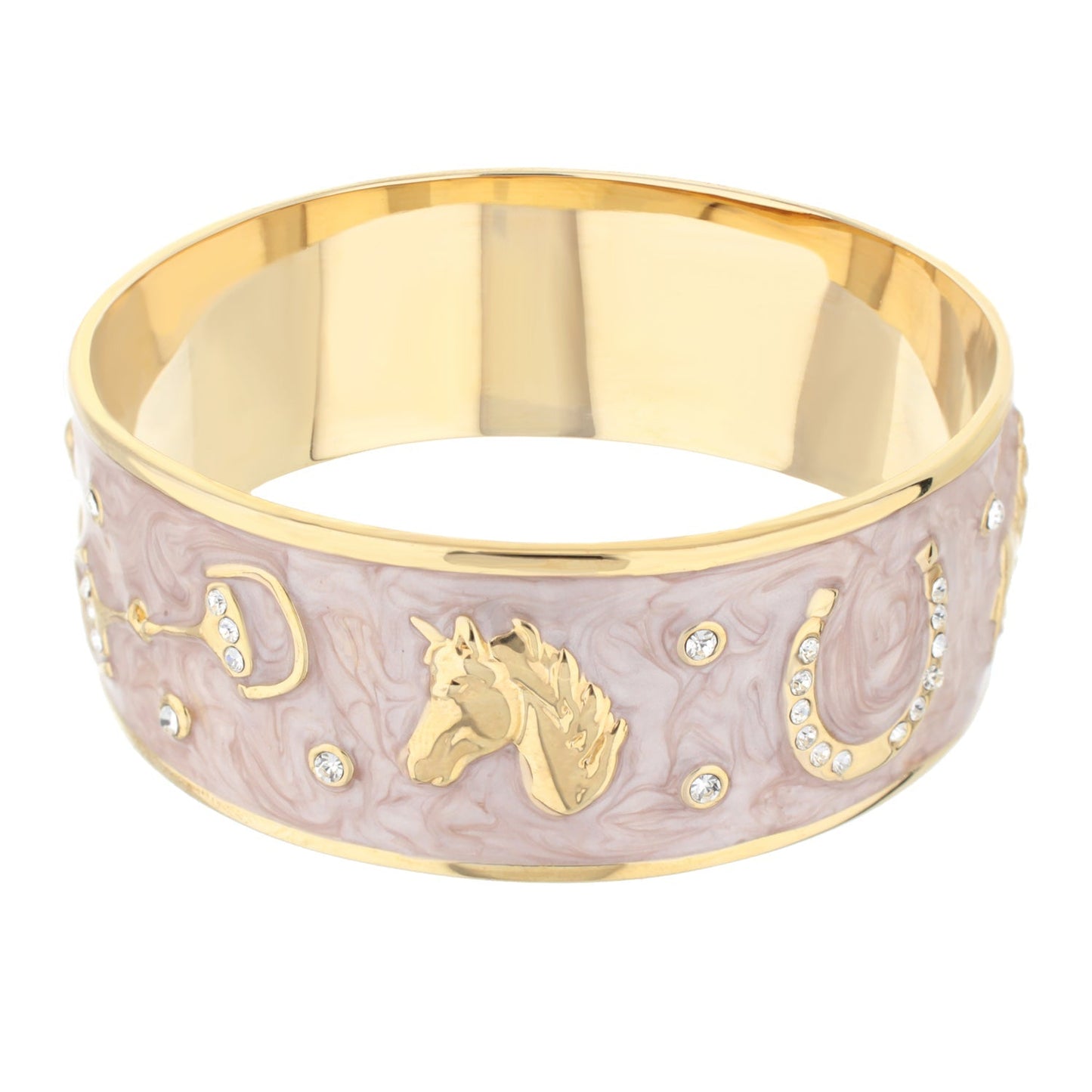 Equestrian Bangle Russet Horse Head lavender enamel with crystal accents slip-on bracelet on Tampa Home & Garden Store