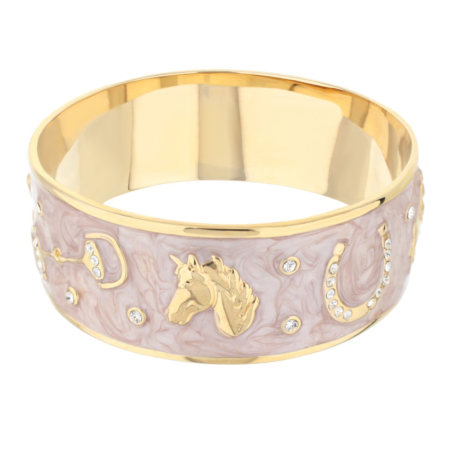 Equestrian Bangle Russet Horse Head lavender enamel with crystal accents slip-on bracelet on Tampa Home & Garden Store