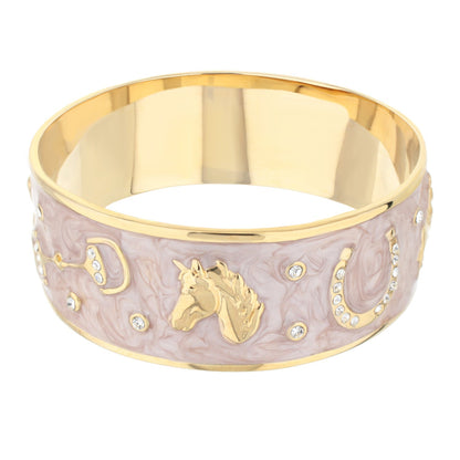 Equestrian Bangle Russet Horse Head lavender enamel with crystal accents slip-on bracelet on Tampa Home & Garden Store