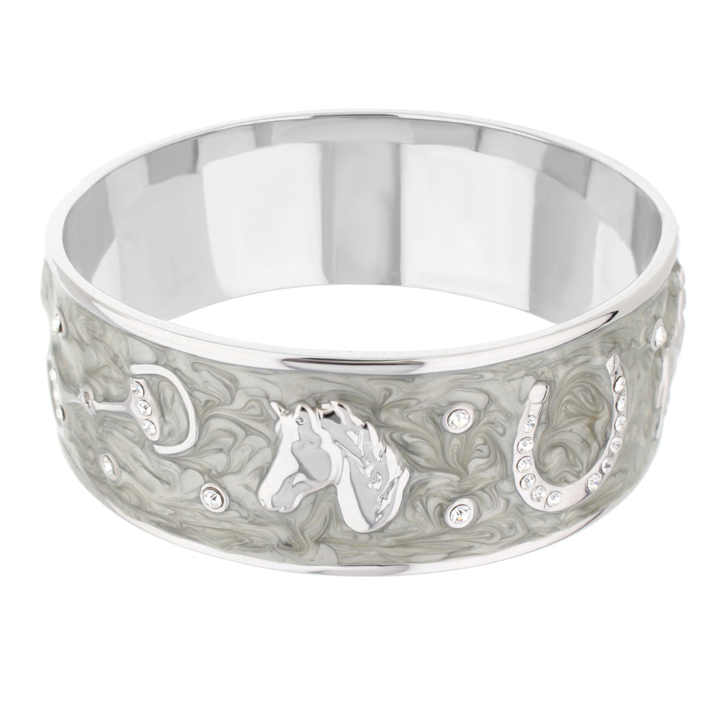 Equestrian Bangle Russet Horse Head, slip-on bracelet by Lauren G Adams with crystals on Tampa Home & Garden Store
