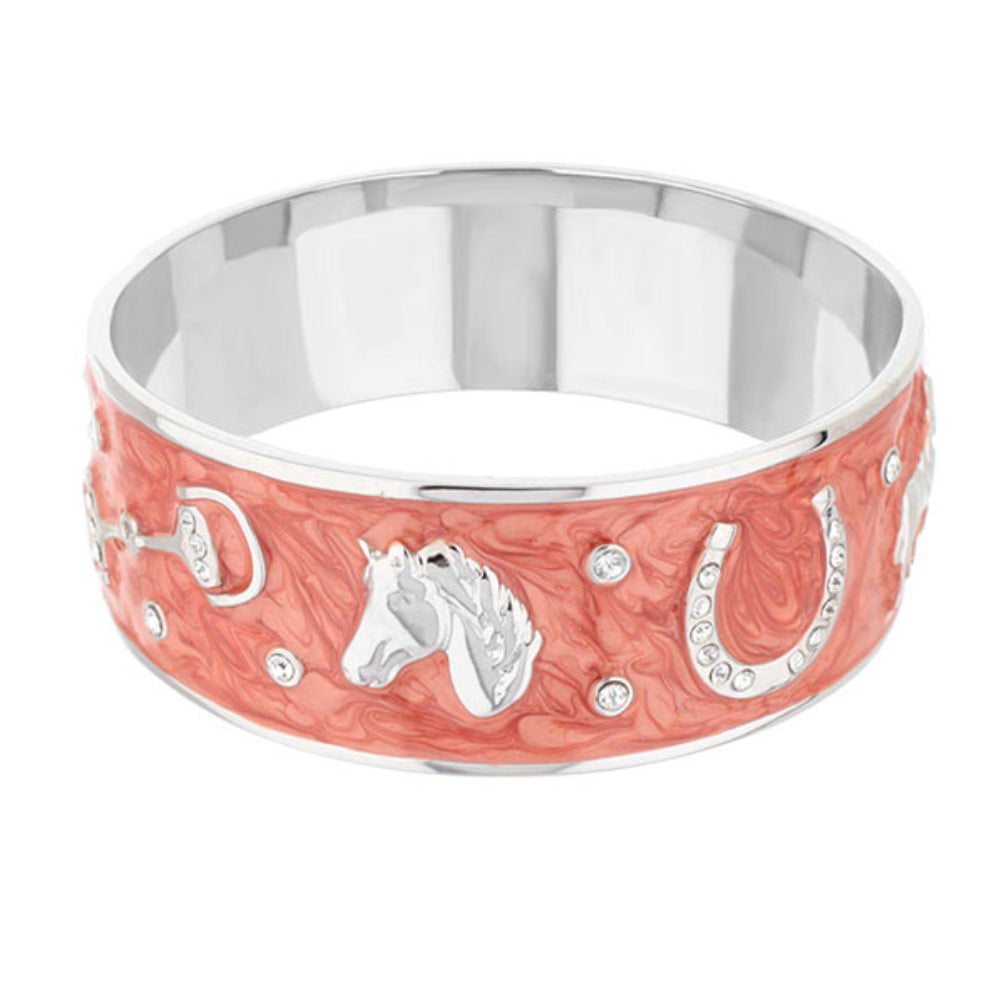 Equestrian Bangle Russet Horse Head by Lauren G Adams, horse head charm, crystal accents, slip-on bracelet on Tampa Home & Garden Store