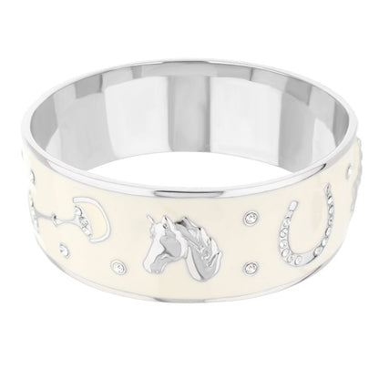 Equestrian Bangle Russet Horse Head ivory enamel cuff with head relief and rhinestones on Tampa Home & Garden Store
