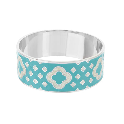 Art Deco Bangle by Lauren G Adams, turquoise enamel with silver-tone trim on Tampa Home & Garden Store