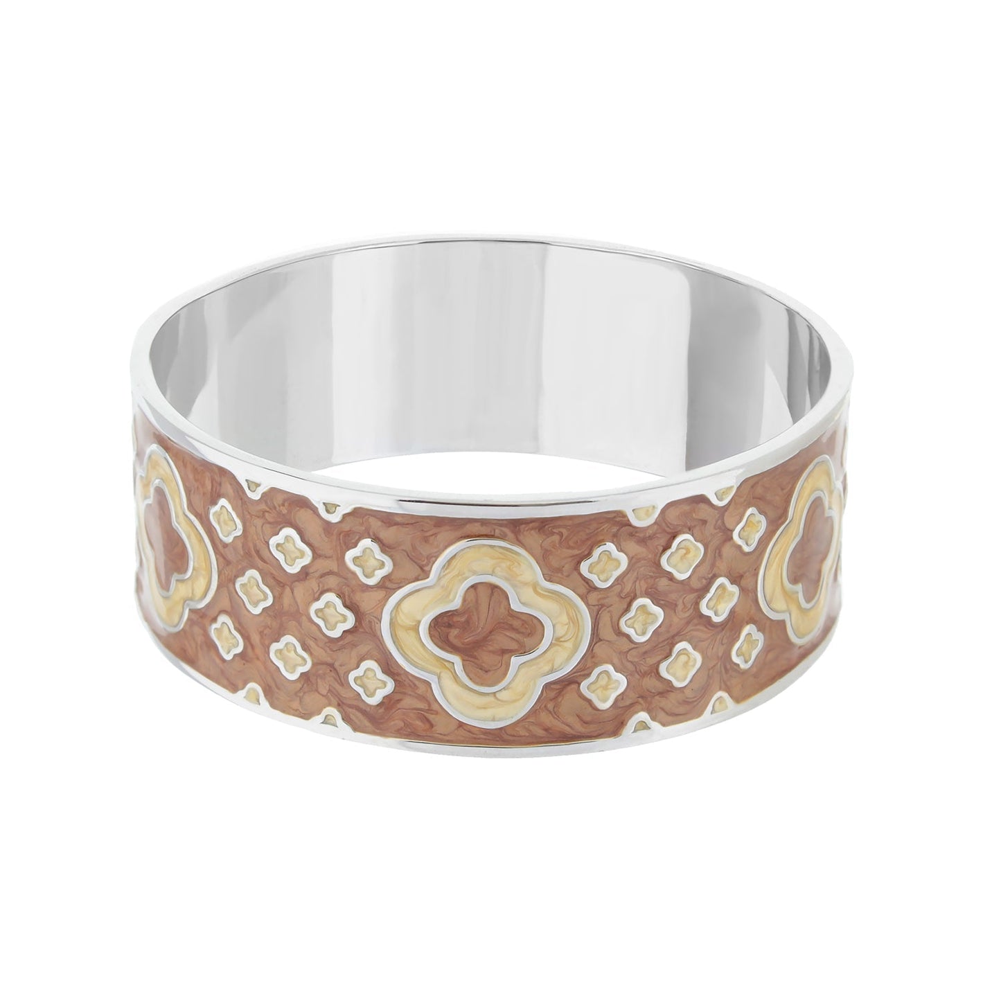 Art Deco Bangle bracelet by Lauren G Adams with brown enamel and ivory gold-tone accents on Tampa Home & Garden Store