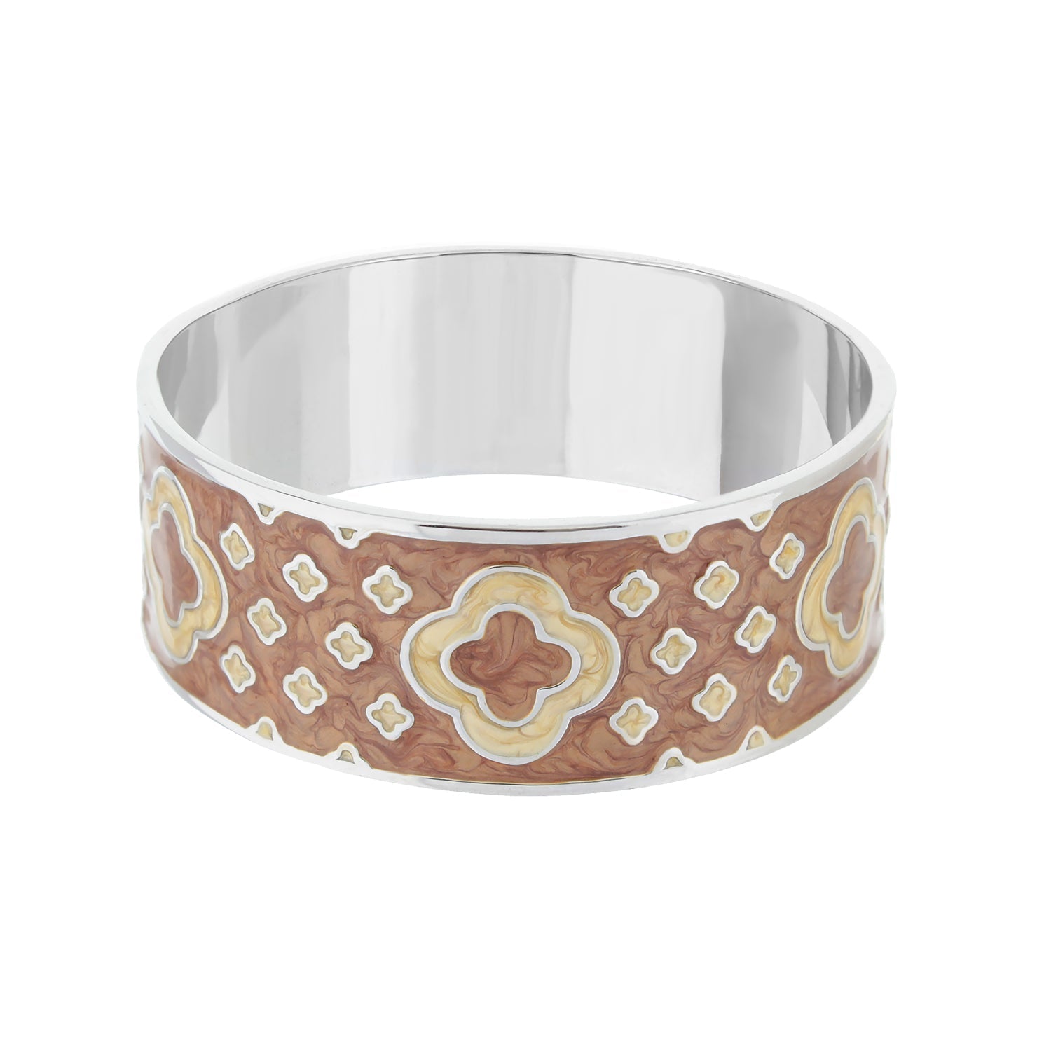 Art Deco Bangle bracelet by Lauren G Adams with brown enamel and ivory gold-tone accents on Tampa Home & Garden Store
