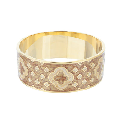 Art Deco Bangle gold-tone with brown marbled enamel and cream accents by Lauren G Adams on Tampa Home & Garden Store