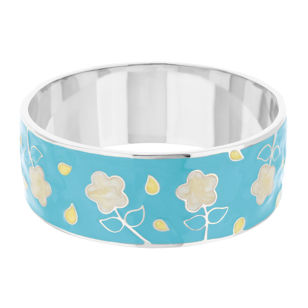 Daisy Love Bangle — Wide Blossom bracelet in blue enamel with white floral motif by Lauren G Adams on Tampa Home & Garden Store