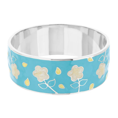 Daisy Love Bangle — Wide Blossom bracelet in blue enamel with white floral motif by Lauren G Adams on Tampa Home & Garden Store