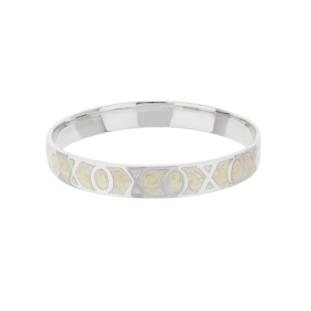 Xoxo Slip-On Bangle, silver-tone bracelet with marbled inlays and XOXO cutouts, Lauren G Adams on Tampa Home & Garden Store