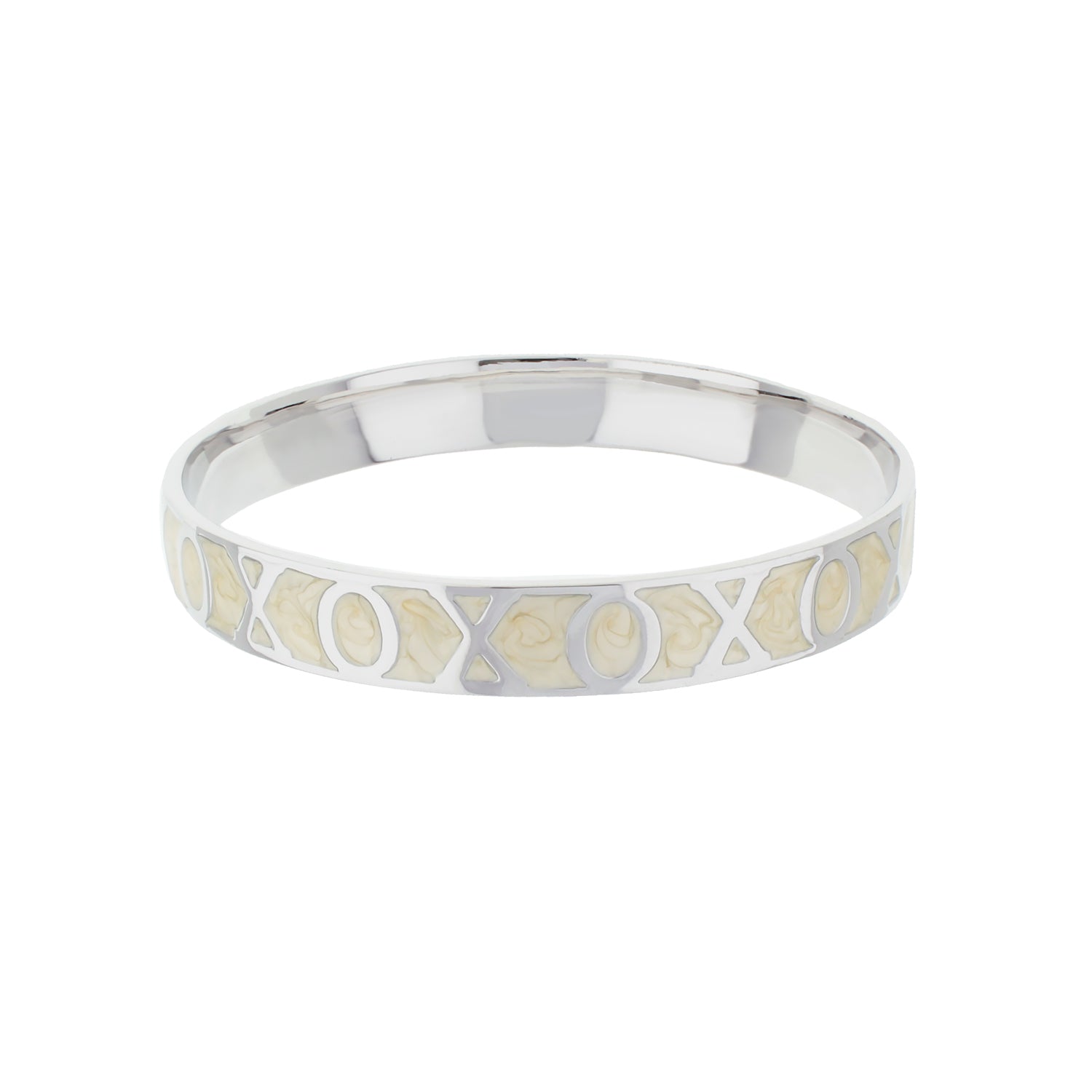 Xoxo Slip-On Bangle, silver-tone bracelet with marbled inlays and XOXO cutouts, Lauren G Adams on Tampa Home & Garden Store