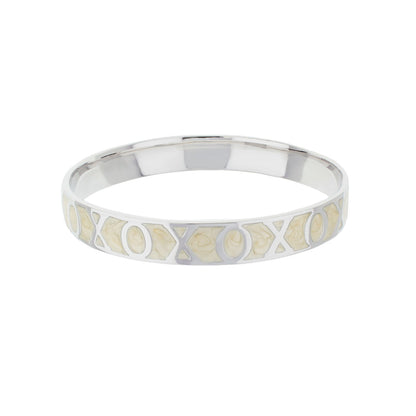 Xoxo Slip-On Bangle, silver-tone bracelet with marbled inlays and XOXO cutouts, Lauren G Adams on Tampa Home & Garden Store