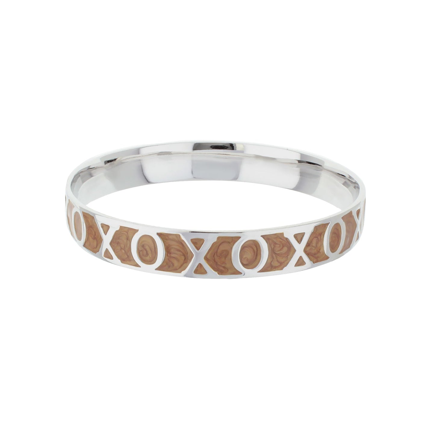 Xoxo Slip-On Bangle in silver-tone with tan inlays and cutouts by Lauren G Adams on Tampa Home & Garden Store