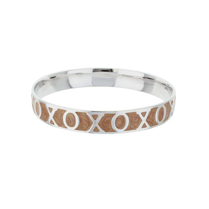 Xoxo Slip-On Bangle in silver-tone with tan inlays and cutouts by Lauren G Adams on Tampa Home & Garden Store