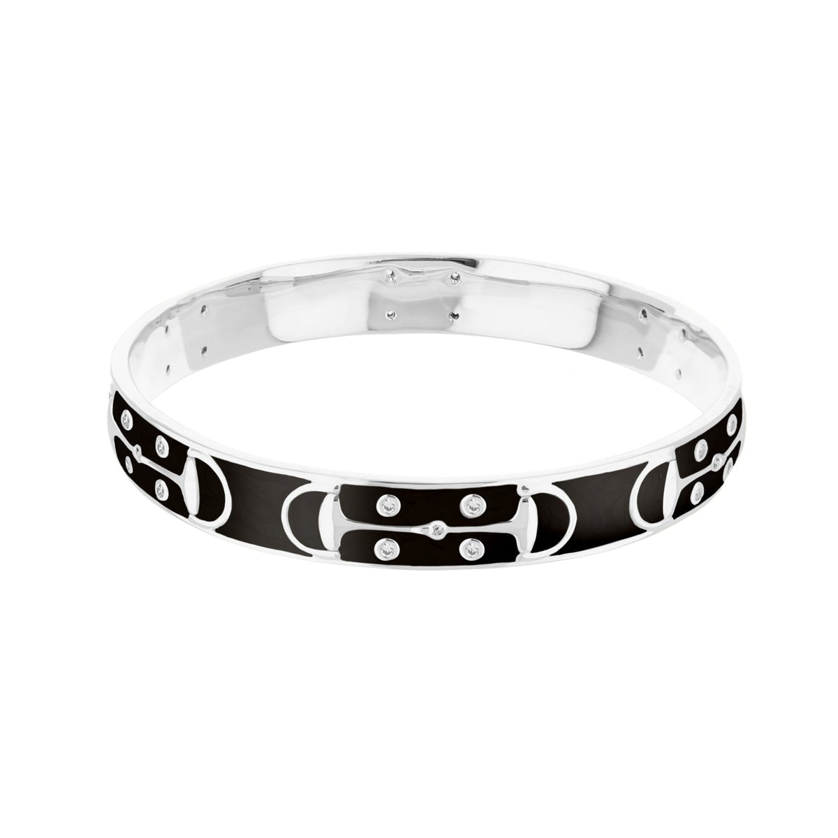 Stirrup stackable bangle, silver with black enamel and crystal accents by Lauren G Adams on Tampa Home & Garden Store