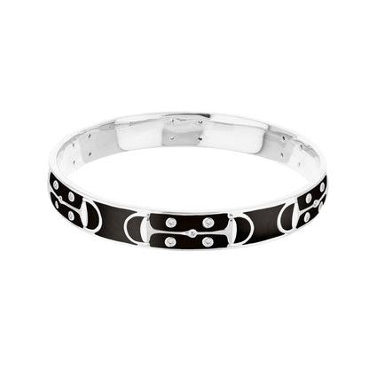 Stirrup stackable bangle, silver with black enamel and crystal accents by Lauren G Adams on Tampa Home & Garden Store