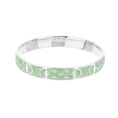 Stirrup Stackable Bangle by Lauren G Adams in silver with green enamel and crystal accents on Tampa Home & Garden Store