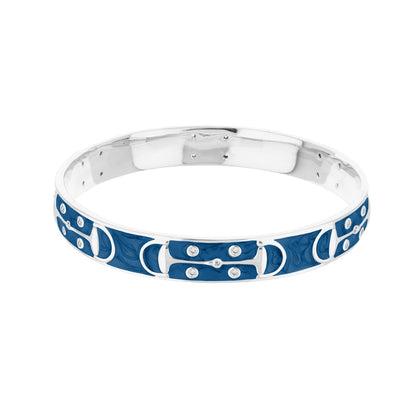 Stirrup stackable blue enamel bangle with crystals by Lauren G Adams on Tampa Home & Garden Store