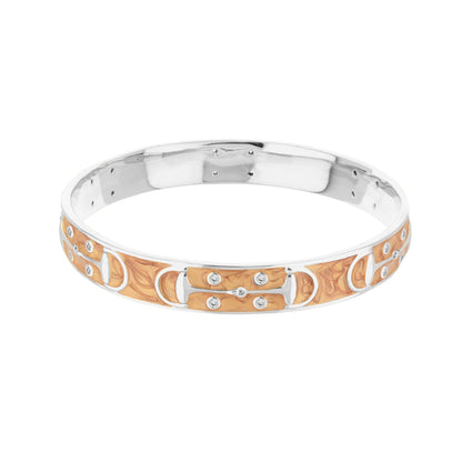Stirrup stackable bangle by Lauren G Adams silver-tone bracelet with orange enamel stirrups on Tampa Home & Garden Store