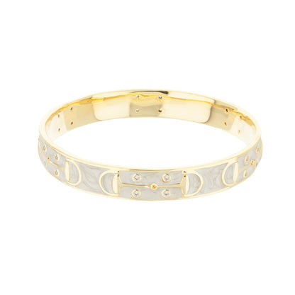Stirrup Stackable Bangle by Lauren G Adams; gold-tone with grey enamel and crystal accents on Tampa Home & Garden Store