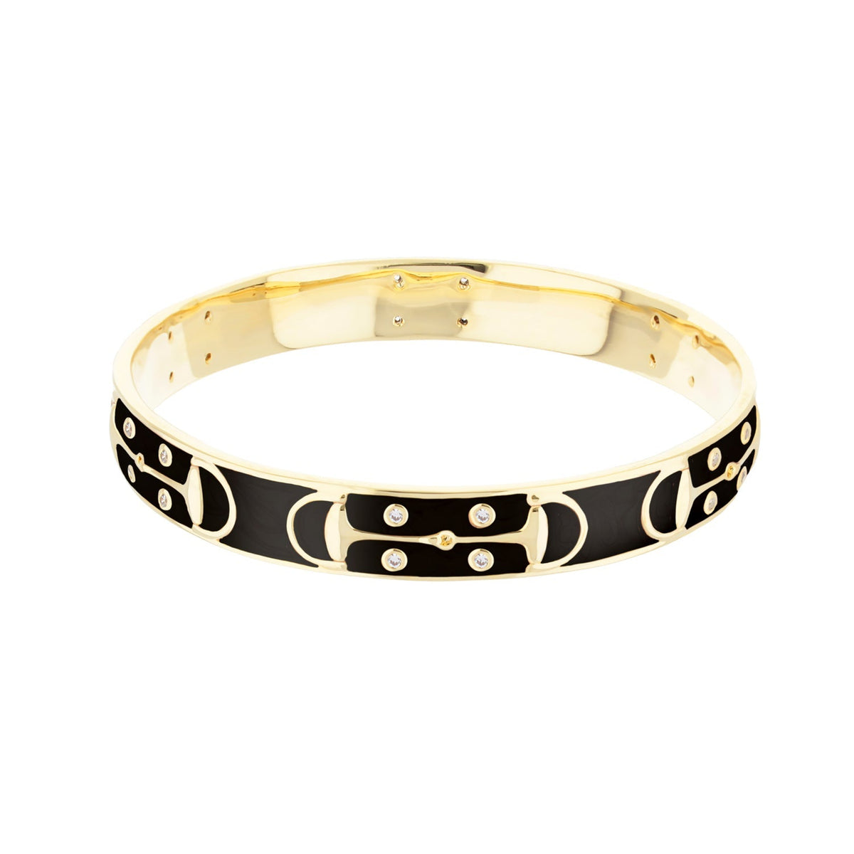 Stirrup Stackable Bangle bracelet with black enamel motif and crystals Lauren G Adams on Tampa Home & Garden Store