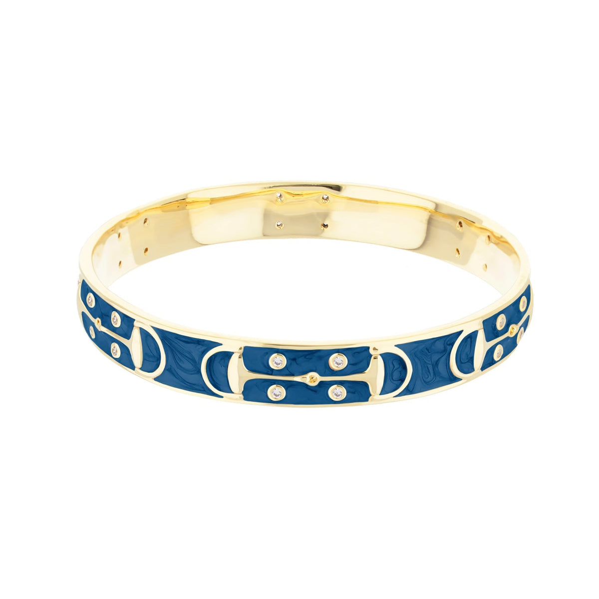 Stirrup Stackable Bangle bracelet gold-tone with blue enamel and crystal accents Lauren G Adams on Tampa Home & Garden Store